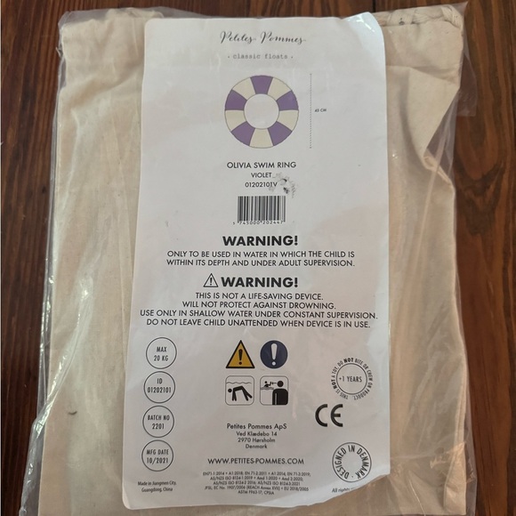 Petites Pommes Olivia Swim Ring 1Y-3Y 45CM in Violet Brand New In Package - Picture 2 of 2